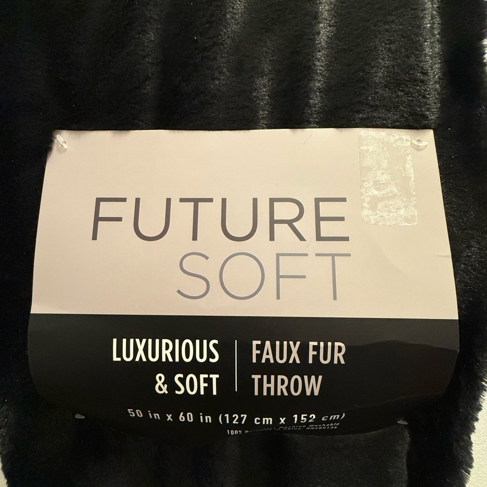 Black Faux Fur Throw